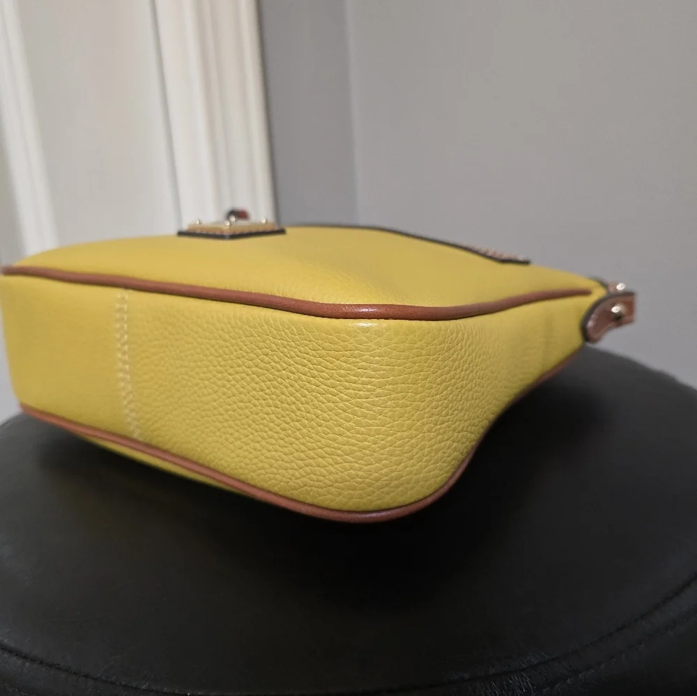 New Dooney Pebble Leather Pocket Crossbody - Color: Mustard - Picture 7 of 12